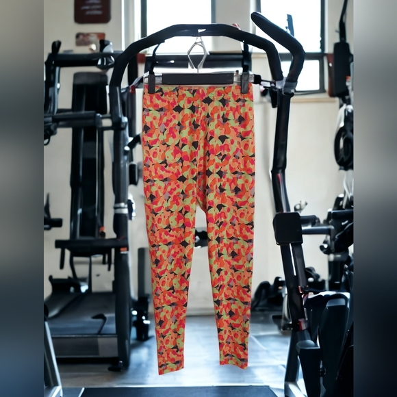Aqua Pants - AQUA gym leggings orange multi Geometric Abstract Print 6 uk 24" waist